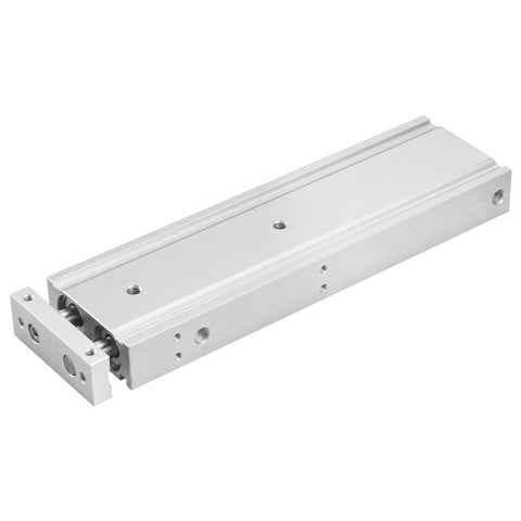 CXSM 25-200 Dual Rod Air Cylinder With Magnet Guided Pneumatic Actuator, aluminized frame, side view, 25mm bore, 200mm stroke.