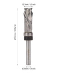 Gowenic 1 4 Inch Shank Spiral Flush Trim Router Bit With Compression Edges for smooth CNC woodworking, 1/2" diameter, 1-1/4" cut.