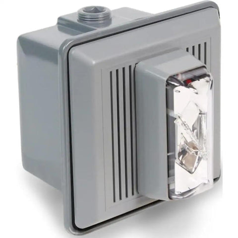 Flush Mount 120V Horn Strobe Alarm System With Bright Clear Lens And Rock Solid 90 Decibel Warning For Homes Or Offices Gray Housing commercial grade device