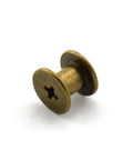 Boss Grade 120 Pcs Chicago Screws Cross Head Drive For Bookbinding And Leather Working Dead Serious Zinc Plated Steel Rivets In Bronze 5Mm X 6Mm Straight Shot DIY hardware view of a bronze cross head screw.