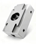 One Piece M8 Double Sided Clamping Block For CNC Machining Quick Swap Jaw Fixture Wide Base Setup showing details of a rectangular steel body.