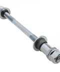 Ride Ready Heavy Duty 180mm Bicycle Rear Hub Axle M10 Silver with 26TPI conical lock nut and washer kit, electroplated finish