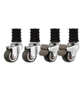 4 Pack Silent Brake Casters One And A Half Inch Stainless Steel Wheel With Gimbal Stem For Square Tube Furniture Trolleys In 19 22 25 Millimeter Sizes