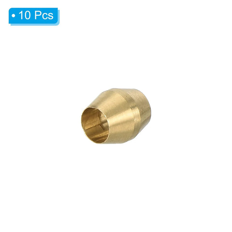 Brass 1/8 in ID compression sleeve ferrule for pipe fittings (close-up)