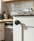 Flat Black Cabinet Knobs 10 Pack Round One And One Quarter Inch Solid Zinc Metal Matte Finish Sleek With Screws Included for Kitchen