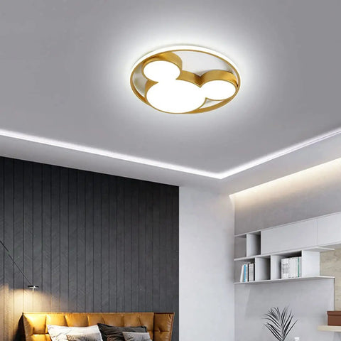 Cartoon Dope Mouse Ceiling Light Featuring Mickey Style Gold Metal Chandelier For A Modern Look Flush Mount Ceiling Lamp