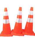 10 Pack 28 Inch Traffic Cones Plastic PVC Safety Road Cones With Reflective Strips Orange Construction Parking Barrier