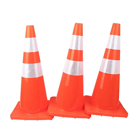 10 Pack 28 Inch Traffic Cones Plastic PVC Safety Road Cones With Reflective Strips Orange Construction Parking Barrier