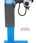 Heavy Duty 3 Inch Belt Grinder And Sanding Rig With Powerful 220 Volt Motor Adjustable Table Height, side view with control panel