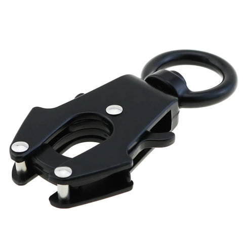 Black Beefy Heavy Duty Aluminum Alloy Carabiner With 360 Degree Rotation Quick Release Frog Buckle Clip for Camping and Hiking