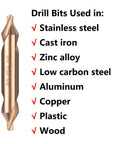Seven Piece Cobalt Center Drill Bits Set With M35 Pro Grade High Speed Steel 60 Degree Center Drill Bits for various materials.