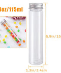 18 Pack 115 Ml Clear Plastic Test Tubes With Screw Caps Flat Bottom Great For Bath Salts Candy Party Favors Weddings Christmas Decor And DIY Craft Projects In Clear PET Containers, 115ml tube with cap