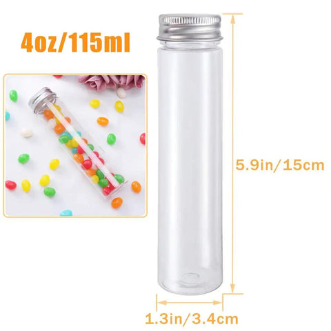 18 Pack 115 Ml Clear Plastic Test Tubes With Screw Caps Flat Bottom Great For Bath Salts Candy Party Favors Weddings Christmas Decor And DIY Craft Projects In Clear PET Containers, 115ml tube with cap