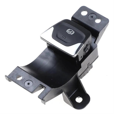 Straight Up Reliable Parking Brake Actuator Electric Electronic Button Switch No Sweat Plug And Play Direct Replacement For 2015 To 2017 Vehicles, side view with chrome accent and mounting bracket.