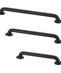 Straight Up Sturdy Matte Black Stainless Steel Grab Bar Bundle For ADA Compliant Restrooms And Hotel Rooms, three grab bars in matte black finish.