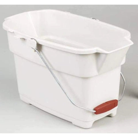 White Rugged 14-Quart Square Bucket With Comfy Pour Handle And Heavy Duty Wire Bails For Easy Pouring And Durable Pail