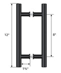 12 Inch Push Pull Sliding Barn Door Handle Double Sided Black Finish Carbon Steel Construction for Easy Inside Outside Operation Smooth Comfortable Grip Durable Stable Hardware for Interior Sliding Doors 1 Pack