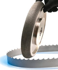 Five Inch CBN Bandsaw Grinding Wheel For Seven Eighths Inch Tooth Spacing Blades Ten And Thirty Degree Tooth Pitch Compatible With Wood Mizer BMS500 Sharpener And Grinder Pro Grade Low Heat Build Up For Cleaner Cuts Silver