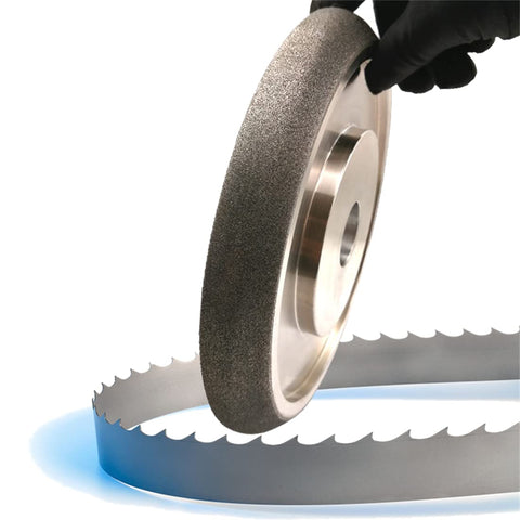 Five Inch CBN Bandsaw Grinding Wheel For Seven Eighths Inch Tooth Spacing Blades Ten And Thirty Degree Tooth Pitch Compatible With Wood Mizer BMS500 Sharpener And Grinder Pro Grade Low Heat Build Up For Cleaner Cuts Silver
