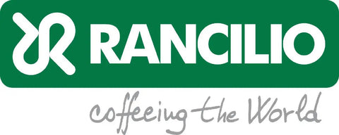 Rancilio logo with slogan "Coffeing the World" beneath, green and white design