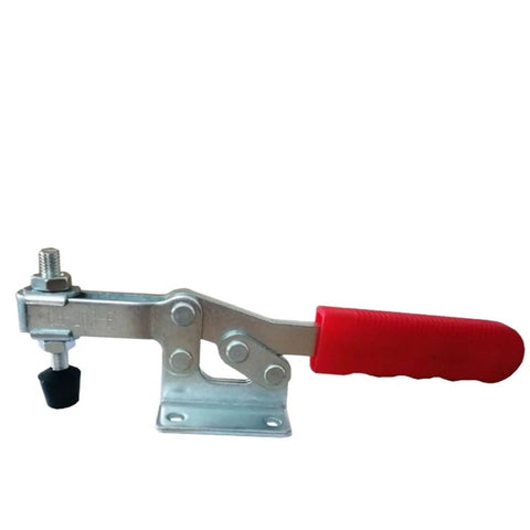 Horizontal Quick Positioning Toggle Clamps For Heavy Duty Welding And Precision Tooling Fixtures GH203F with red handle and flush base.