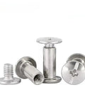 Top Shelf 100 Pack Chicago Screws And Binding Posts For Leather Bags And Photo Albums Smooth Nickel Finish Heavy Duty Fasteners Built Tough For Quick Diy Bookbinding Crafts, close-up of silver binding posts.