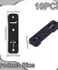 10 Pack DIN Rail Mounting Brackets 76x20x8mm Rectangle Universal Nylon Supports, black, front and side views with dimensions.