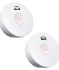 Straight Up No Fuss Smoke Detector And Fire Alarm With A 10 Year Sealed Battery And Photoelectric Sensor For Lightning Fast Smoldering Fire Alerts UL217 Certified Big Time Home Safety Two Pack on white background.