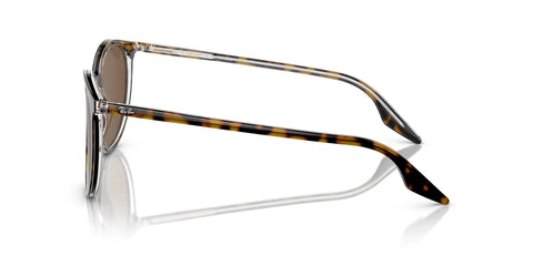 Side view of Low Bridge Fit Round Sunglasses In Havana On Transparent Frame With Brown Polarized Lenses 54 mm For High Cheekbones And UV Protection Everyday Cool Street Style