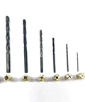 6 Piece Drill Bit Set 1mm to 6mm with Straight Shank, Copper Collet and M12 Collet Holder for Power Tools, Mini Drilling Machine and Mini Lathe.