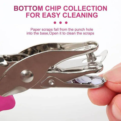 No Fuss Easy Grip One Quarter Inch Hole Punch With Scraps Tray Round Circle Punch For Crafts And Binders Handheld Paper Punch