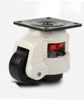 Four Pack Heavy Duty Swivel Leveling Casters For Workbenches And Industrial Carts, Adjustable Universal Plate Wheels With 60mm Flat Base, Safe Locking, Easy Mobility, Ideal For Machinery, Diagnostics, And Shop Equipment, black leveling caster with locking plate