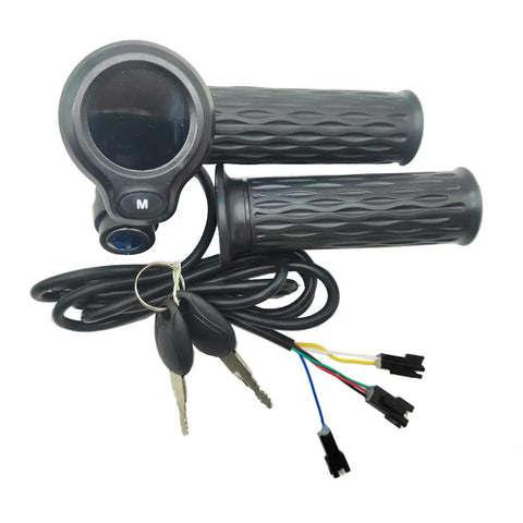 Go-To Twist Throttle Grip With LCD Display And Key Lock For Electric Bikes And Scooters, compatible with 36V to 72V systems