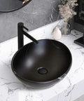 USZWBY Vessel Sinks Bathroom Vessel Sink Creative Balcony Art Wash Basin Ceramic Black Washbasin Vanity Bathroom Bowl Sink on marble countertop