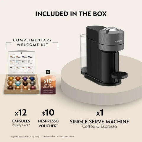 Vertuo Next Coffee And Espresso Maker Machine Only 1260 Watts Dark Gray With Free Starter Capsule Pack Display