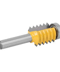 Killer 8 Shank Stile And Rail Router Bit With Hella Smooth Wave Pattern Multi Tooth Blade For Clean Chipless Stock Shaping Super Tough Alloy Core Carbon Steel Shaft Built Like A Tank For Daily Shop Grind, close-up view.