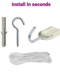 Hanging kit for Glow In The Dark Stars Canopy Bed For Girls With Galaxy Lights And Princess Net Tent including hook and rope.