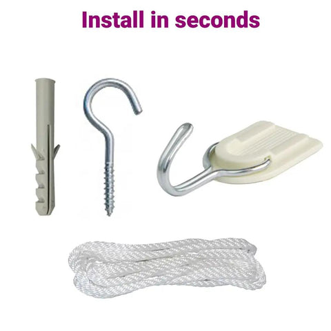 Hanging kit for Glow In The Dark Stars Canopy Bed For Girls With Galaxy Lights And Princess Net Tent including hook and rope.