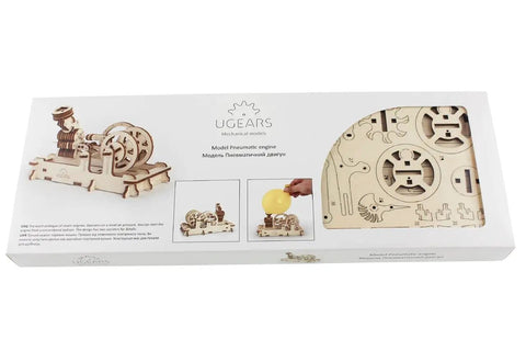 Hands On Dope Pneumatic Engine 3D Wooden Puzzle Kit For Teens And Adults No Glue Brain Teaser Construction Set box and plywood parts