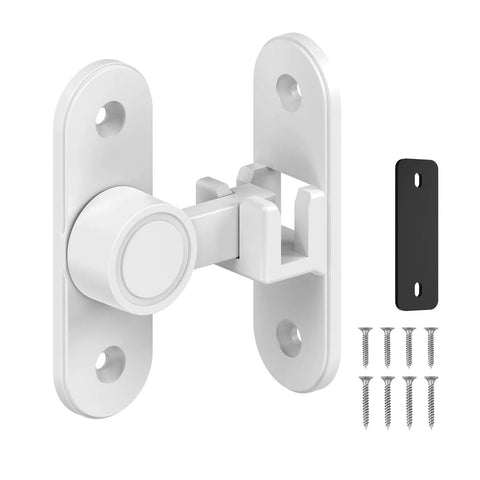 90 Degree And 180 Degree Barn Door Lock Zinc Alloy Flip Gate Latch Hardware White Finish with screws and spacer