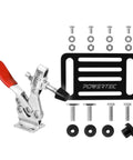 Beefy 225D Quick Release Toggle Clamp Set For T Track 500 Lb Holding Capacity With Mounting Plate and hardware visible