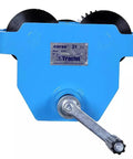 Overhead Push Beam Trolley Heavy Duty 2 Ton Capacity, 4000 Lb Load Rating, Flange Adjustment With Crank, blue manual alloy steel