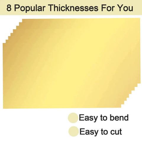 8 Piece Brass Shim Stock Set With 6 Inch By 3 Inch Sheets In 0.001 0.002 0.004 0.006 0.008 0.012 0.016 0.02 Inch Thickness