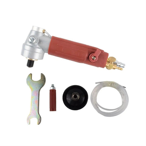 Heavy Hitter 4 Inch Pneumatic Angle Grinder With Water Cooling System Built For Serious Milling Polishing And Shaping Work That Runs Cool And Never Breaks A Sweat with attachments.