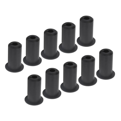 Tidy Up Your Desk With These Cool Jeffergarden Silicone Cable Grommets. A 10 Pack Set Of Premium Black Cord Hole Covers That Keep Dust Low And Water Out, Perfect For Home Office setups Or RVs. 38 x 26 mm black silicone cable grommets shown