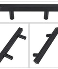 3 Inch Black Cabinet Hardware Set 20 Pack Square Pulls And Knobs With Mounting Screws Hollow Yet Solid After Install Easy To Install Drawer Pulls, showing front and side angles of a black square pull with mounting supports.