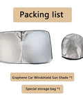Ready To Park Windshield Sunshade For Mercedes Benz Glc Eq Ev 2026 UV Blocker, includes graphene sun shade and storage bag.