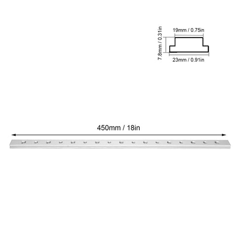 450mm T Track Connector for DIY Woodworking Aluminum Alloy Miter Track Jig Anodized Silver Finish with dimensions