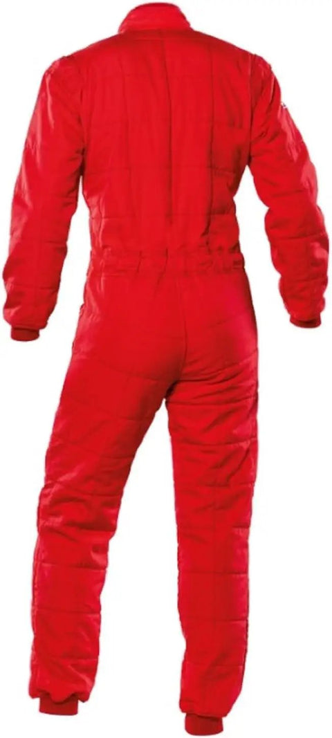 Back view of red Go Kart Racing Suit Water Resistant Digital Print Breathable Fabric Lightweight One Piece With Stretch Panels For Adults Youth And Kids XXL-62 Keeps You Cool On The Track