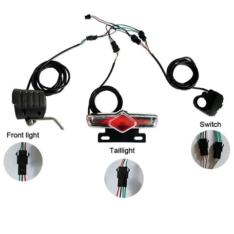 3 In 1 E Bike Light Kit With Headlight Tail Light Horn And Turn Signals DK336 Switch QD168 Light Set LCD Display components